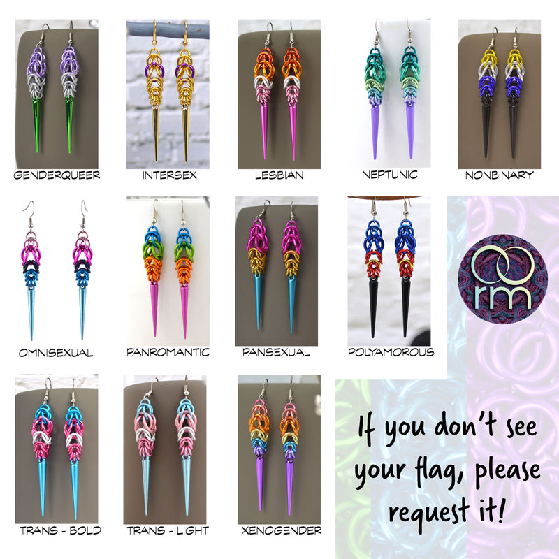 Pride Spike Earrings - Choose Your Flag