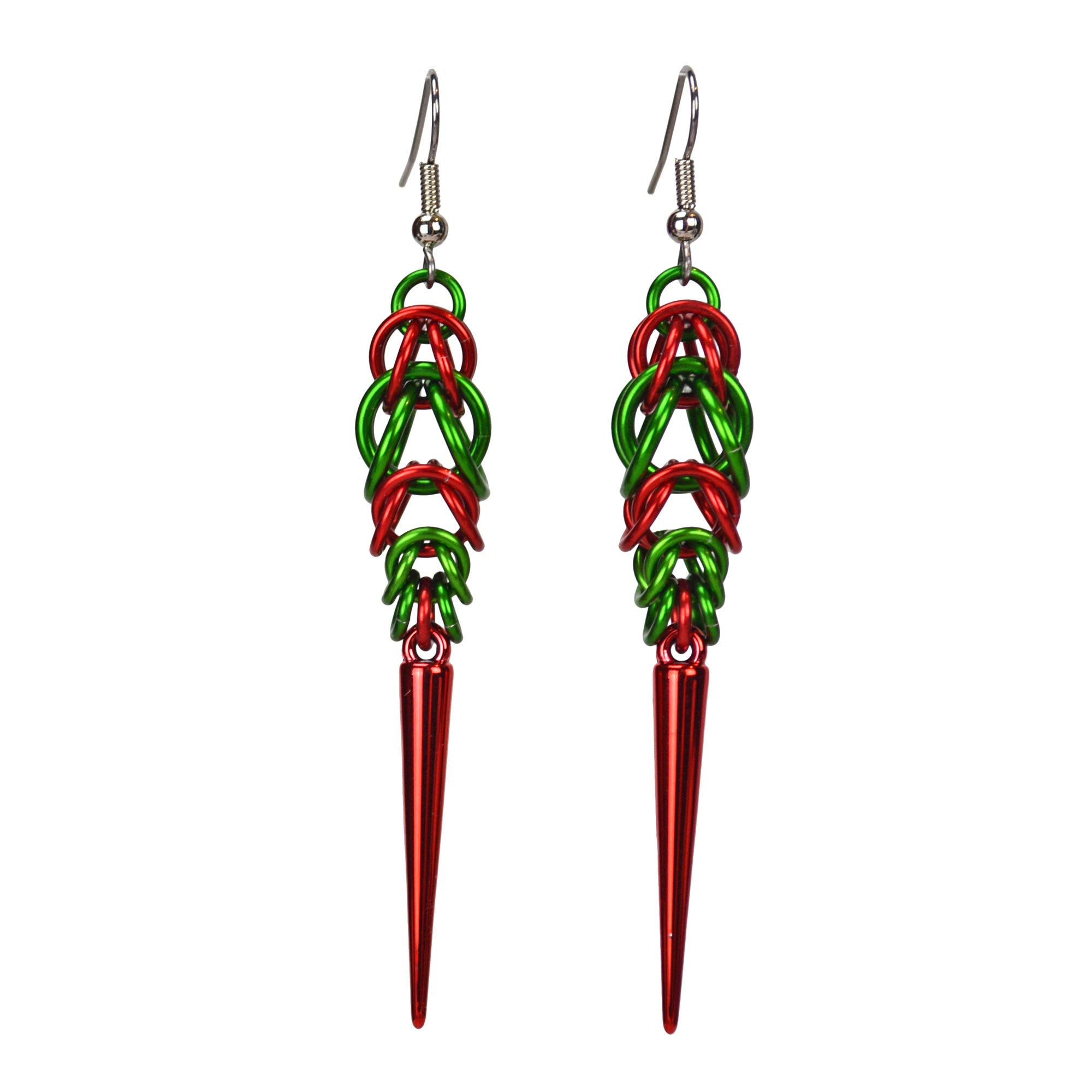 Holiday Spike Earrings - Red & Green