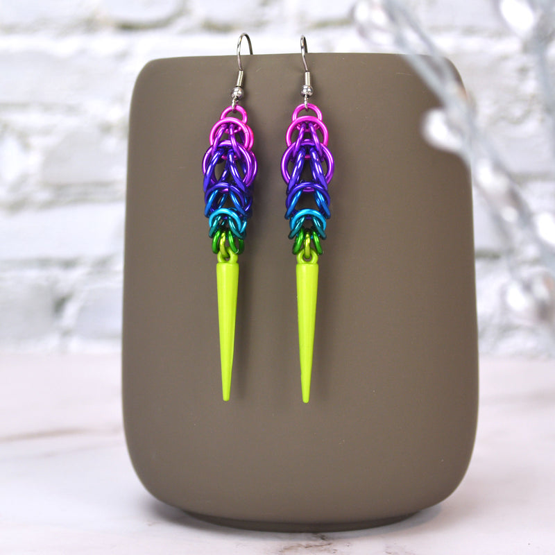 Spike Earrings - Electric Rainbow