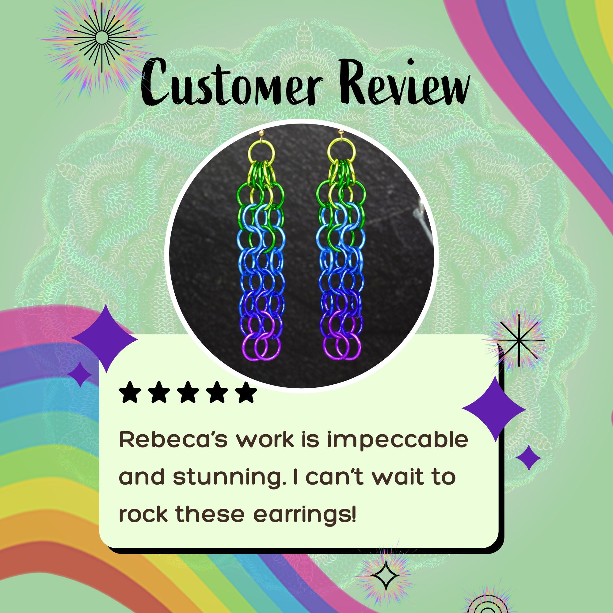 Long Mesh Earrings - Peacock