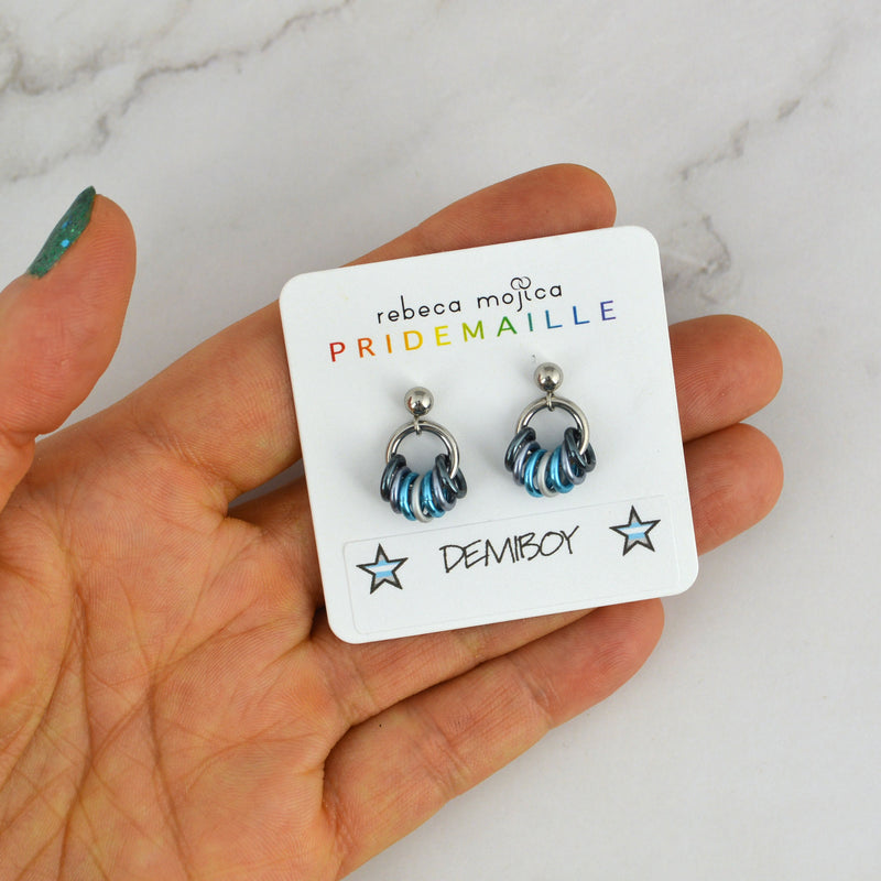 Demiboy Pride - Tiny Flag Earring Studs