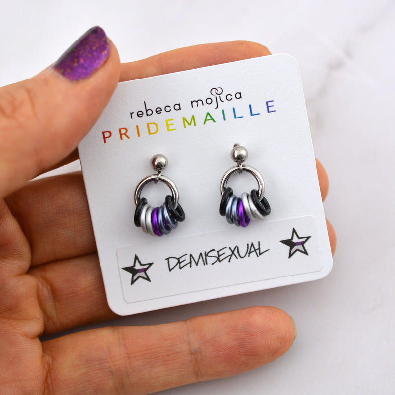 Demisexual Pride - Tiny Flag Earring Studs