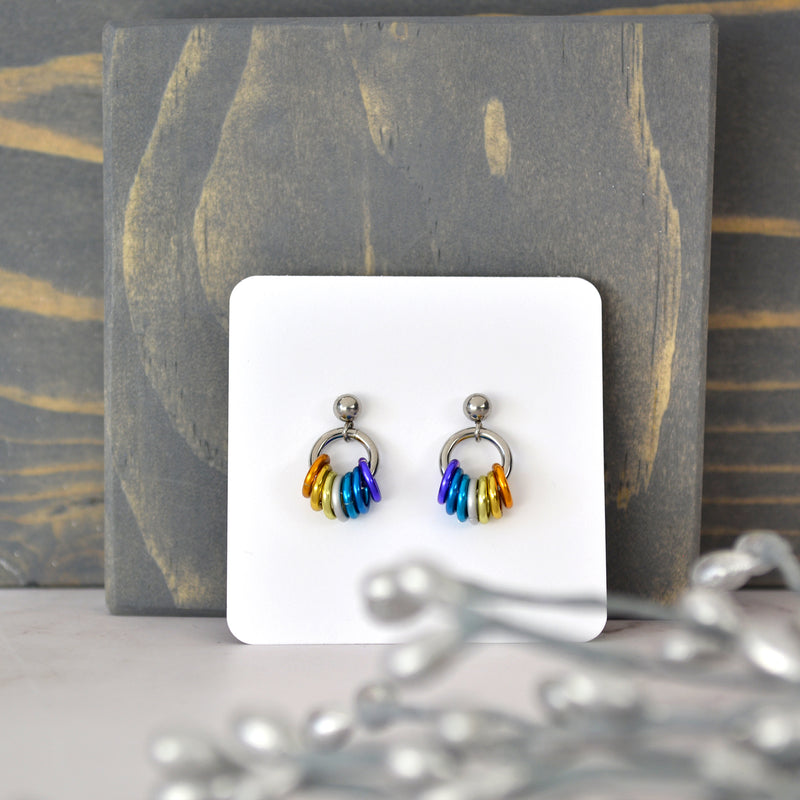 Genderfaun Pride - Tiny Flag Earring Studs