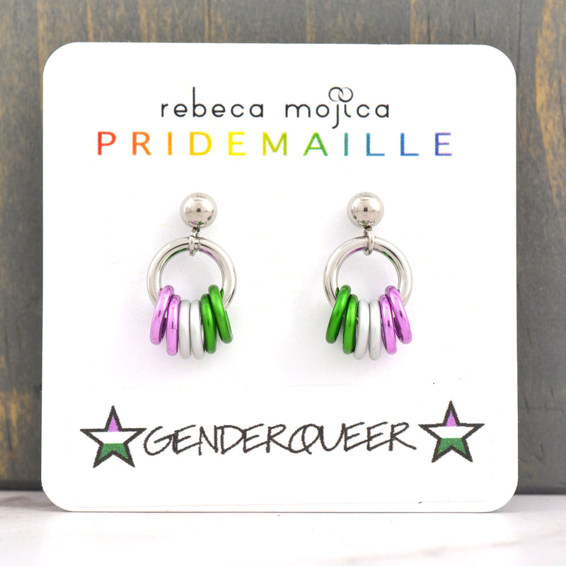 Genderqueer Pride - Tiny Flag Earring Studs