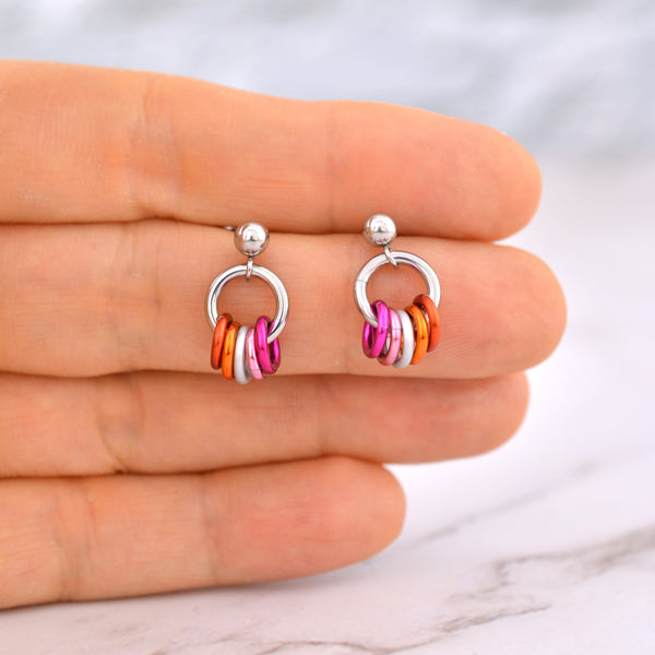 Lesbian Pride - Tiny Flag Earring Studs