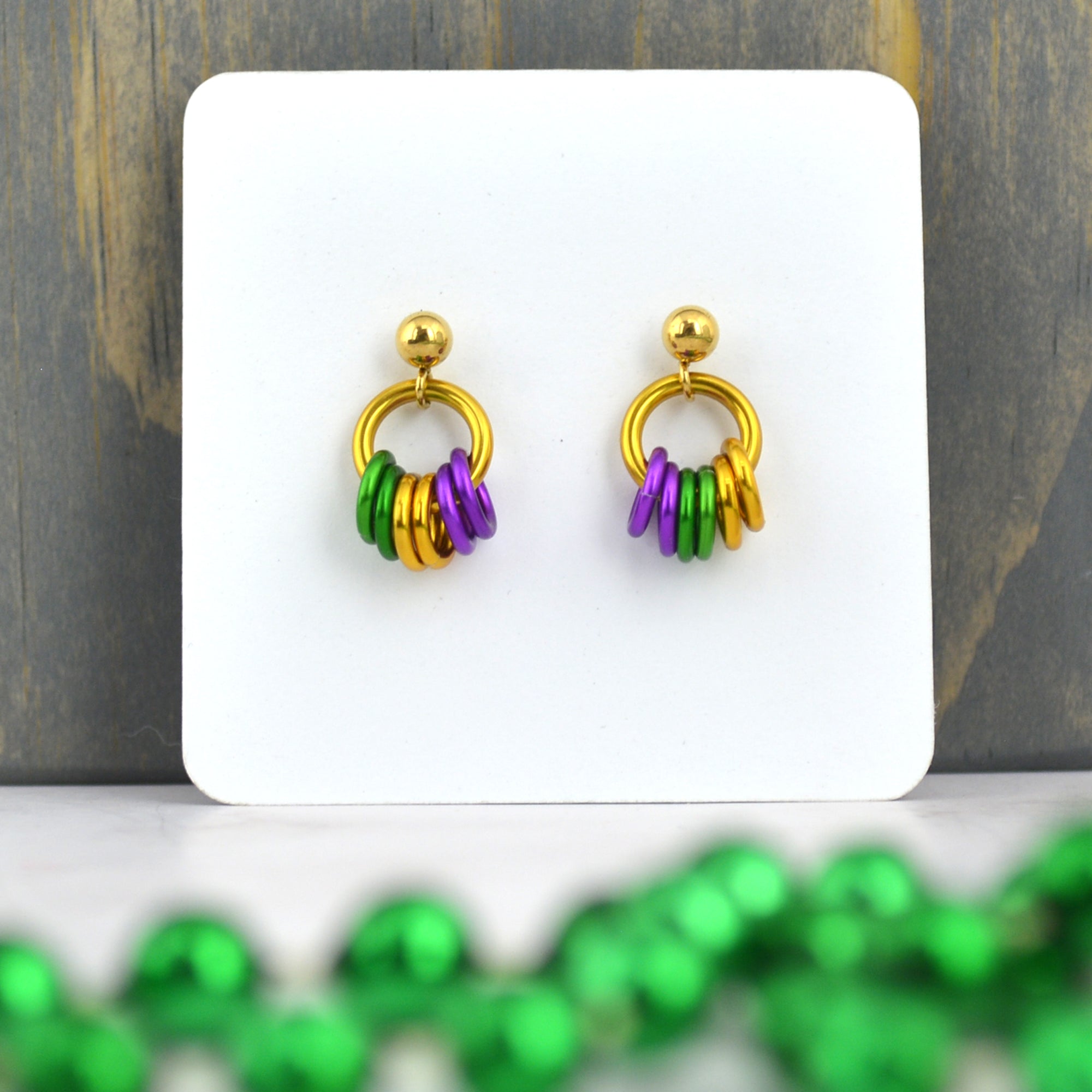 Mardi Gras Tiny Post Earring Studs