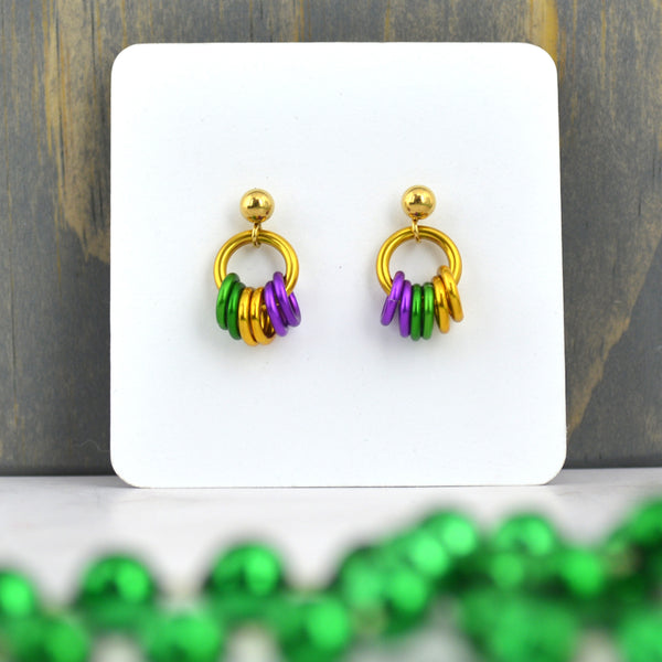 Mardi Gras Tiny Post Earring