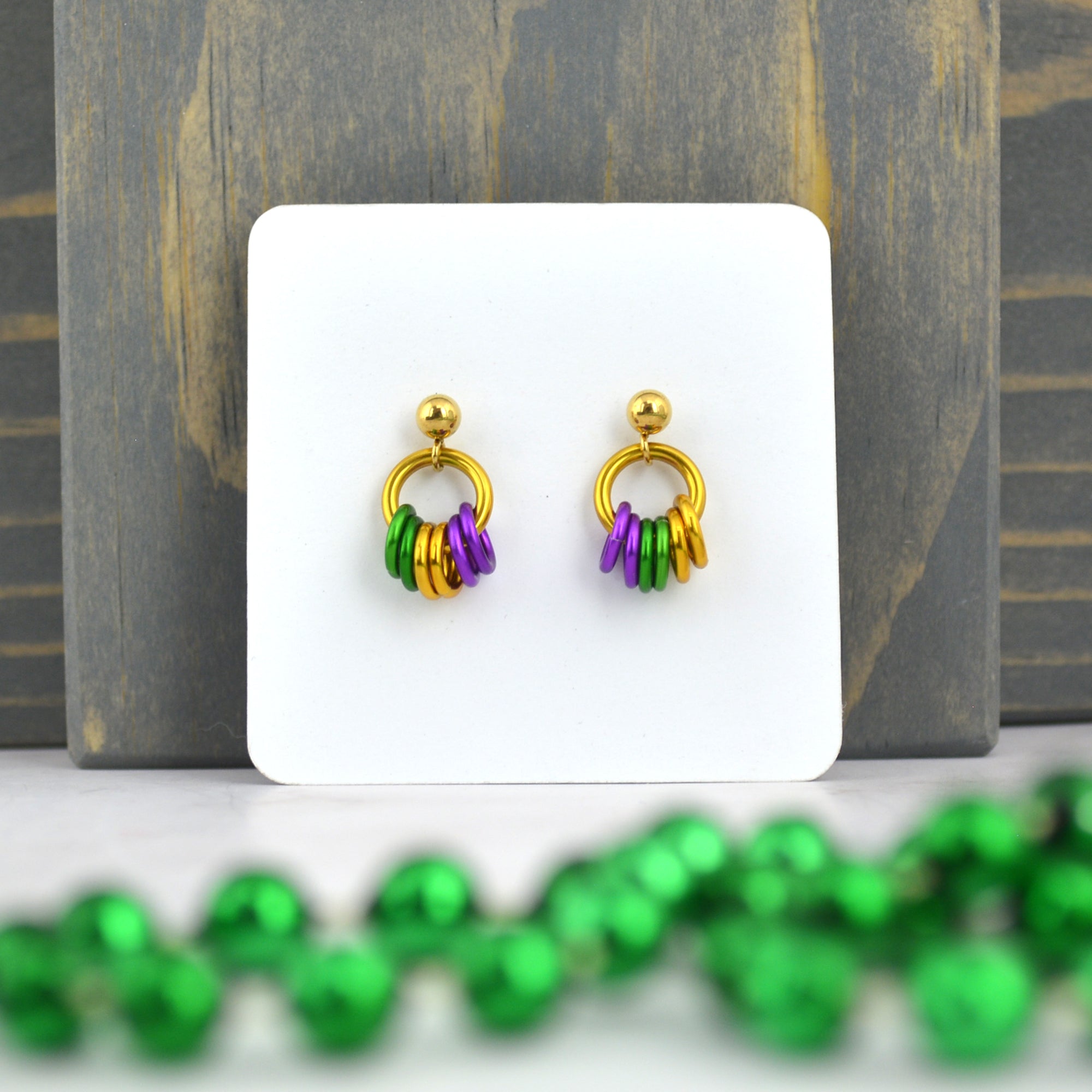 Mardi Gras Tiny Post Earring Studs