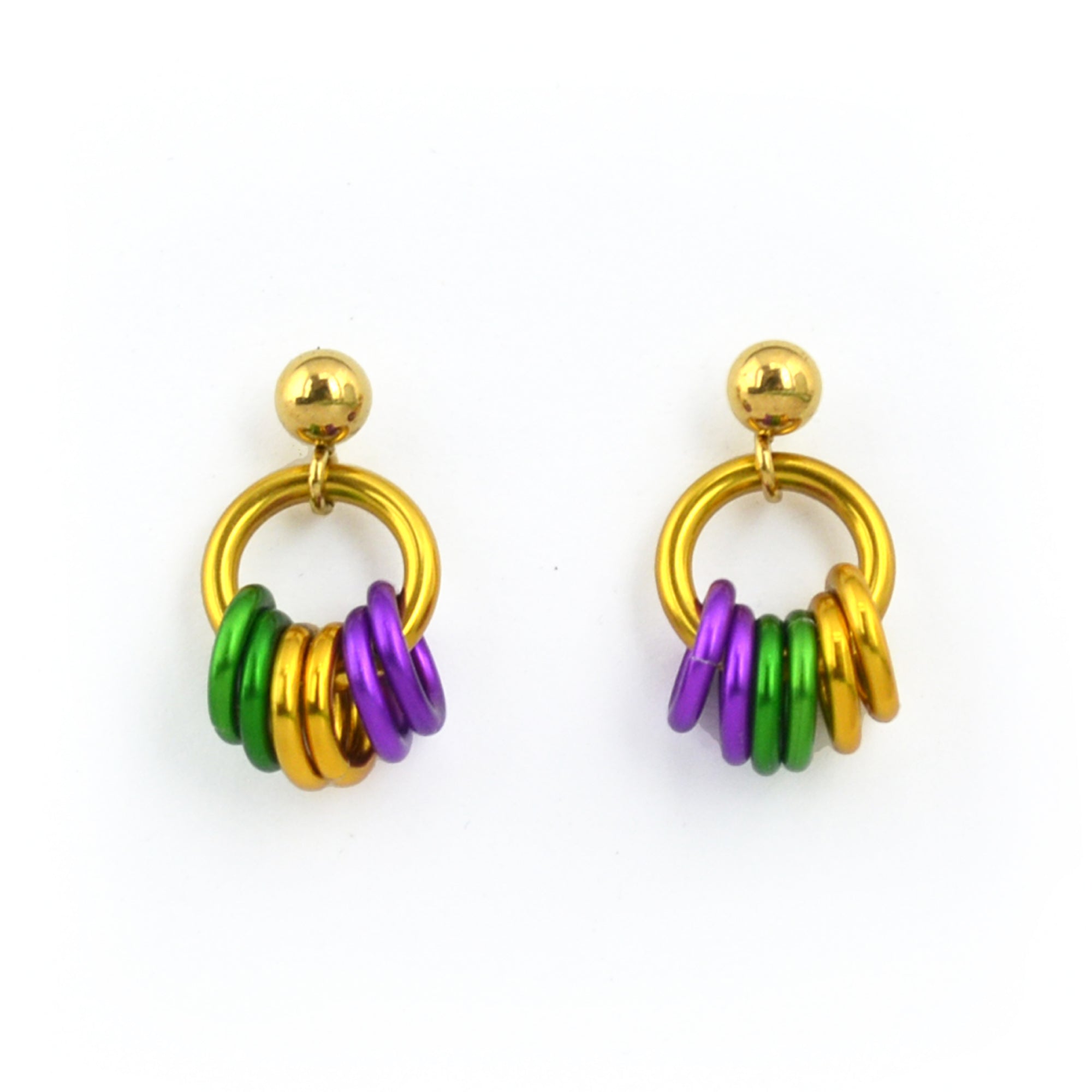 Mardi Gras Tiny Post Earring Studs