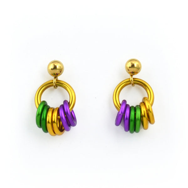 Mardi Gras Tiny Post Earring