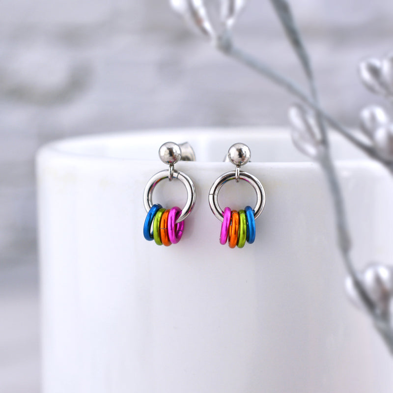 Panromantic Pride - Tiny Flag Earring Studs