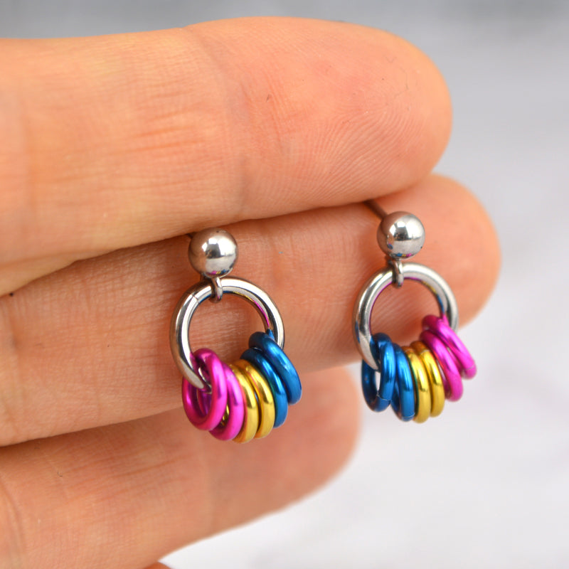 Pansexual Pride - Tiny Flag Earring Studs
