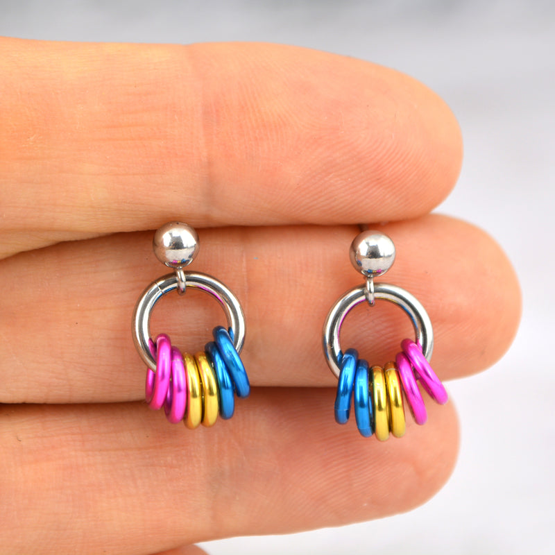 Pansexual Pride - Tiny Flag Earring Studs