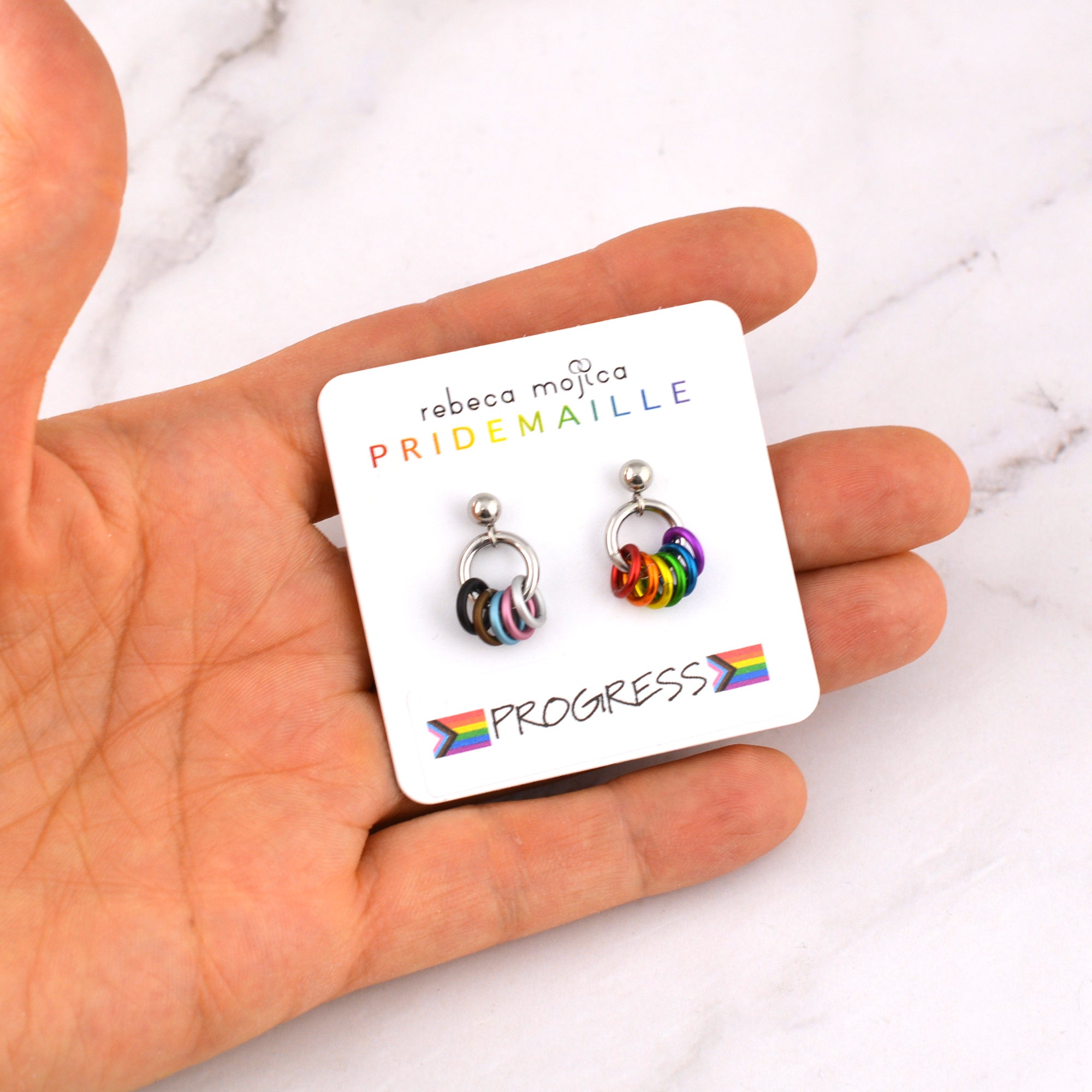 Progress Pride - Tiny Flag Earring Studs