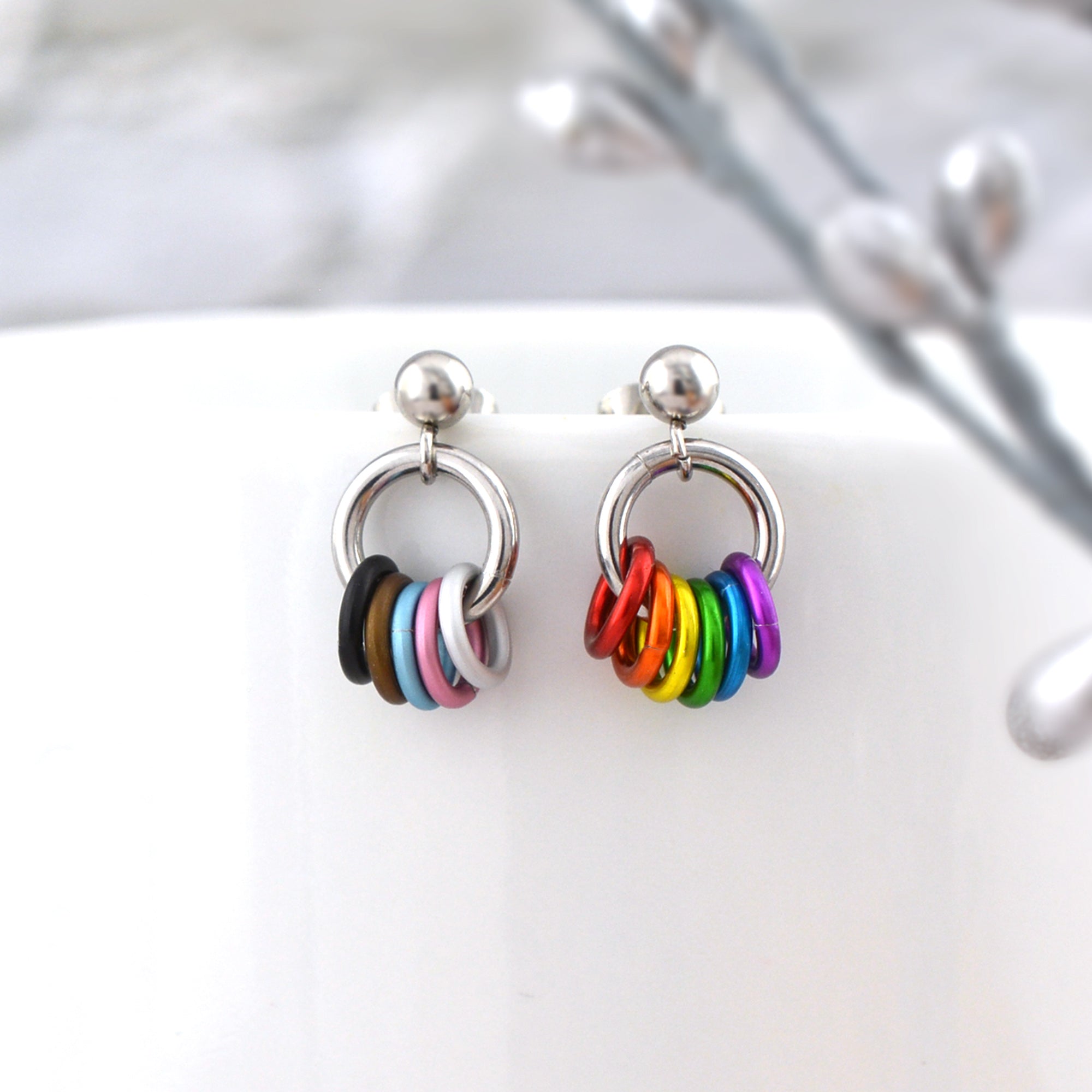 Progress Pride - Tiny Flag Earring Studs