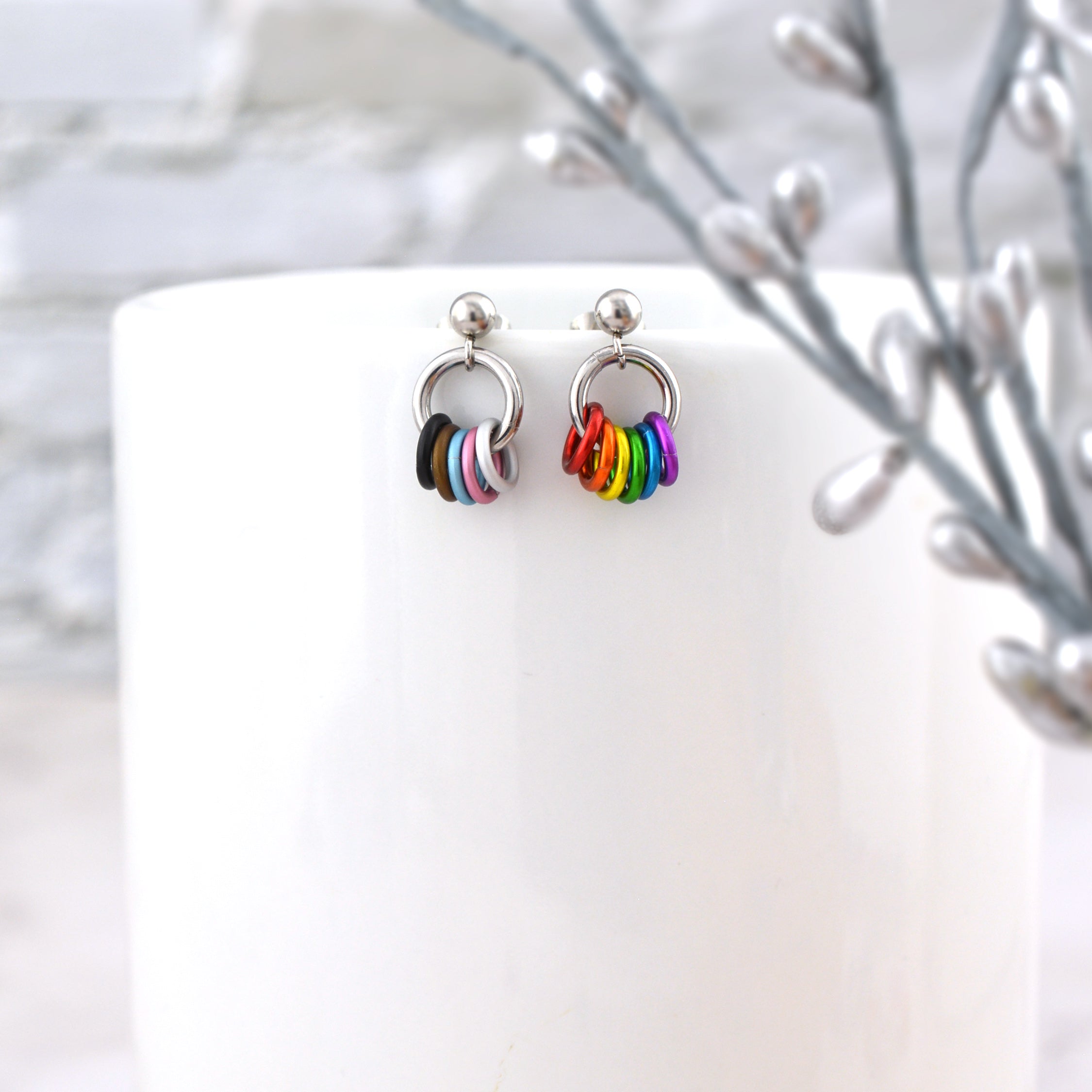 Progress Pride - Tiny Flag Earring Studs