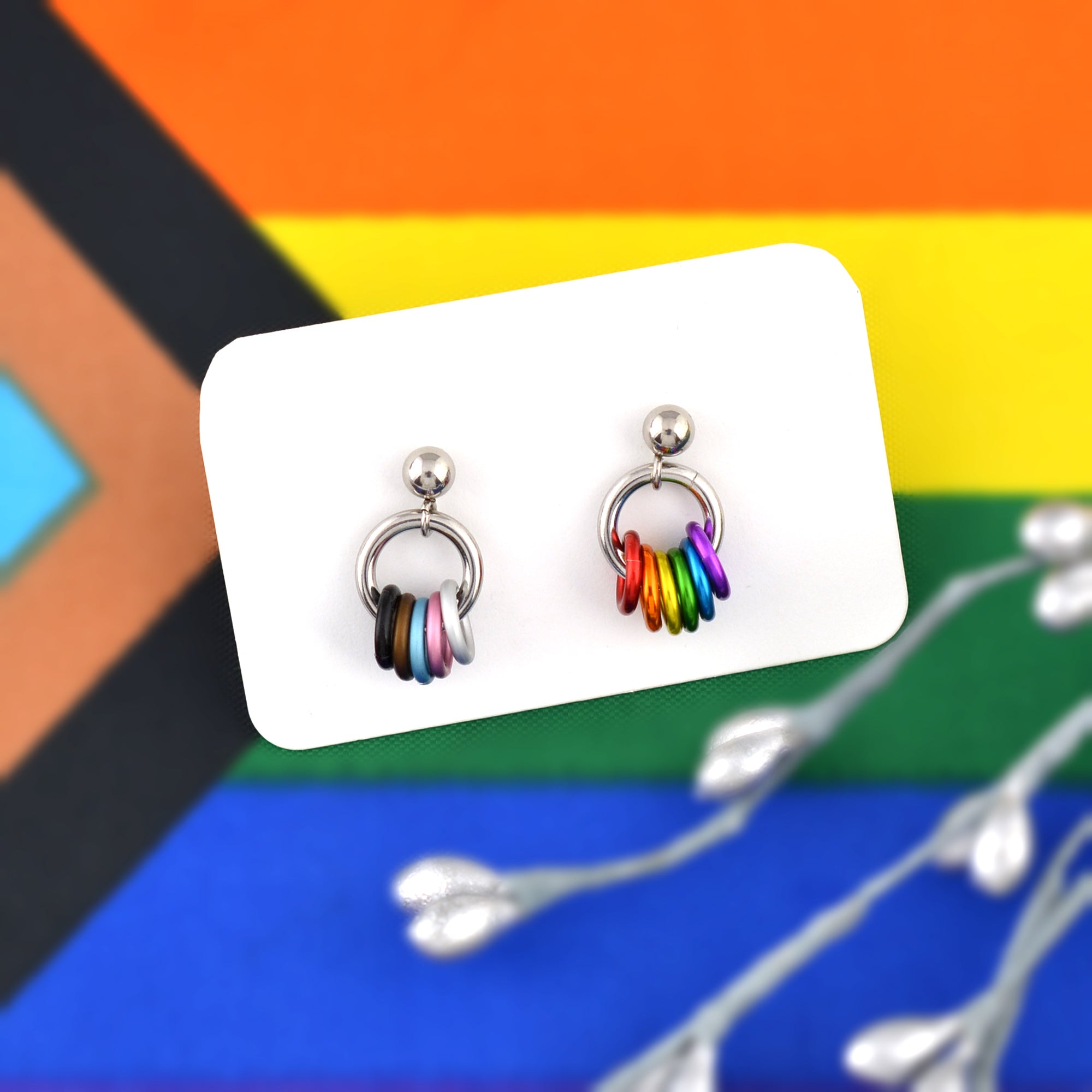 Progress Pride - Tiny Flag Earring Studs