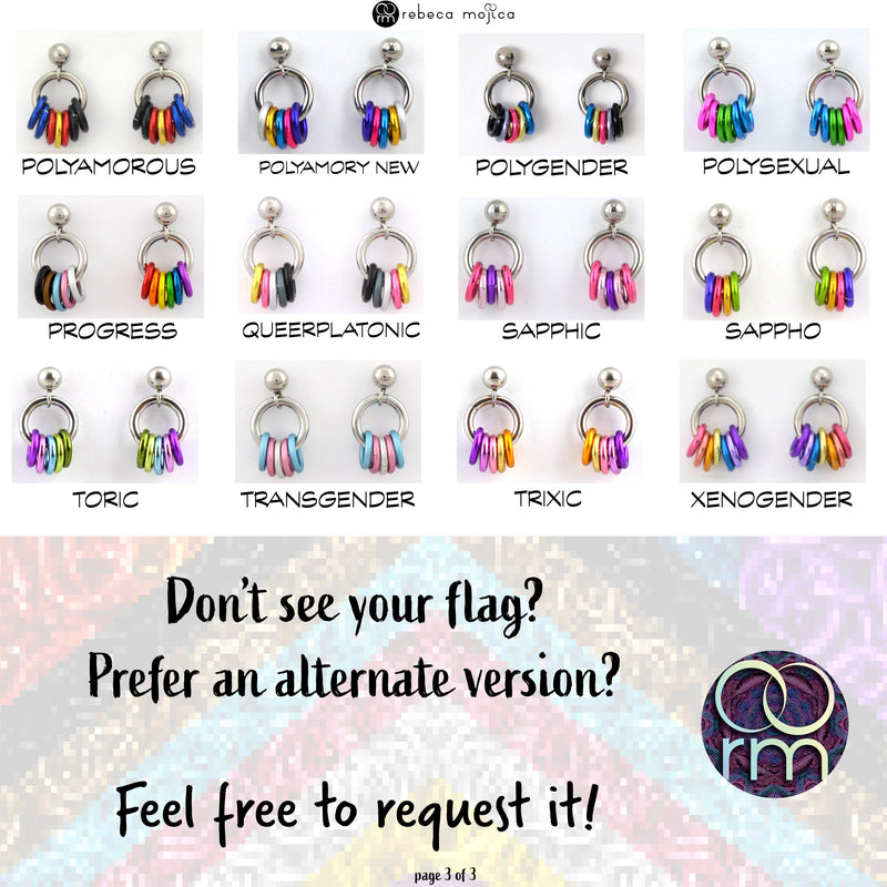 LGBTQIA+ Pride Tiny Hoop Flag Earrings - Pick Your Flag, 50+ Flags to Choose From