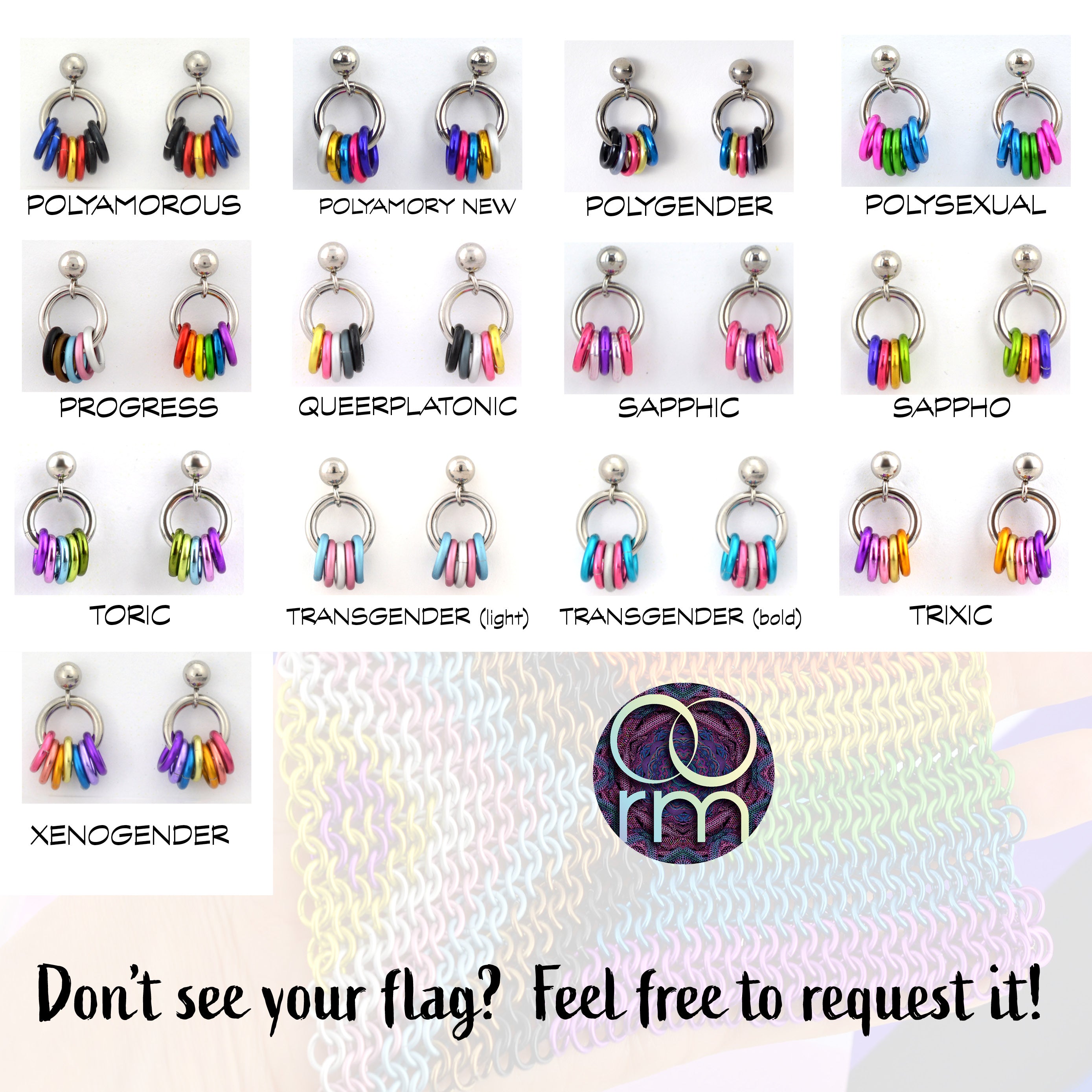 LGBTQIA+ Pride Tiny Flag Earring Studs- 50+ Flags