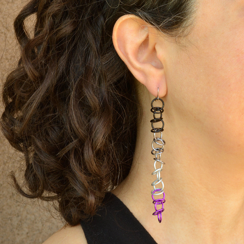 Asexual Pride - Long Orbital Earrings