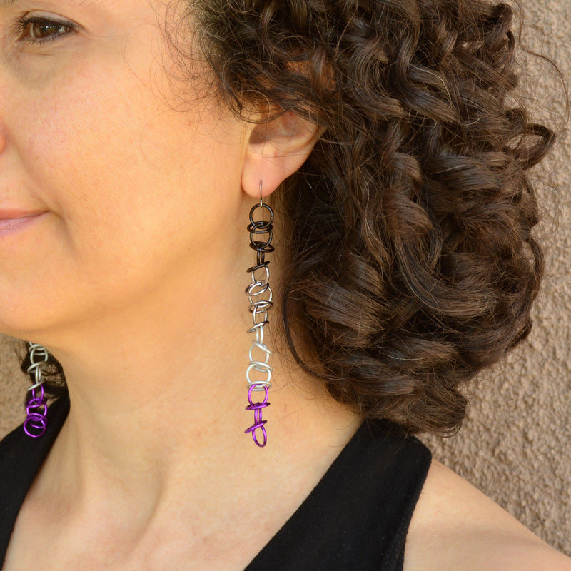 Asexual Pride - Long Orbital Earrings