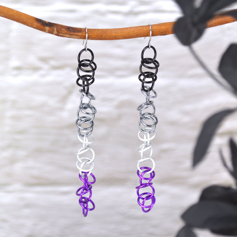 Asexual Pride - Long Orbital Earrings