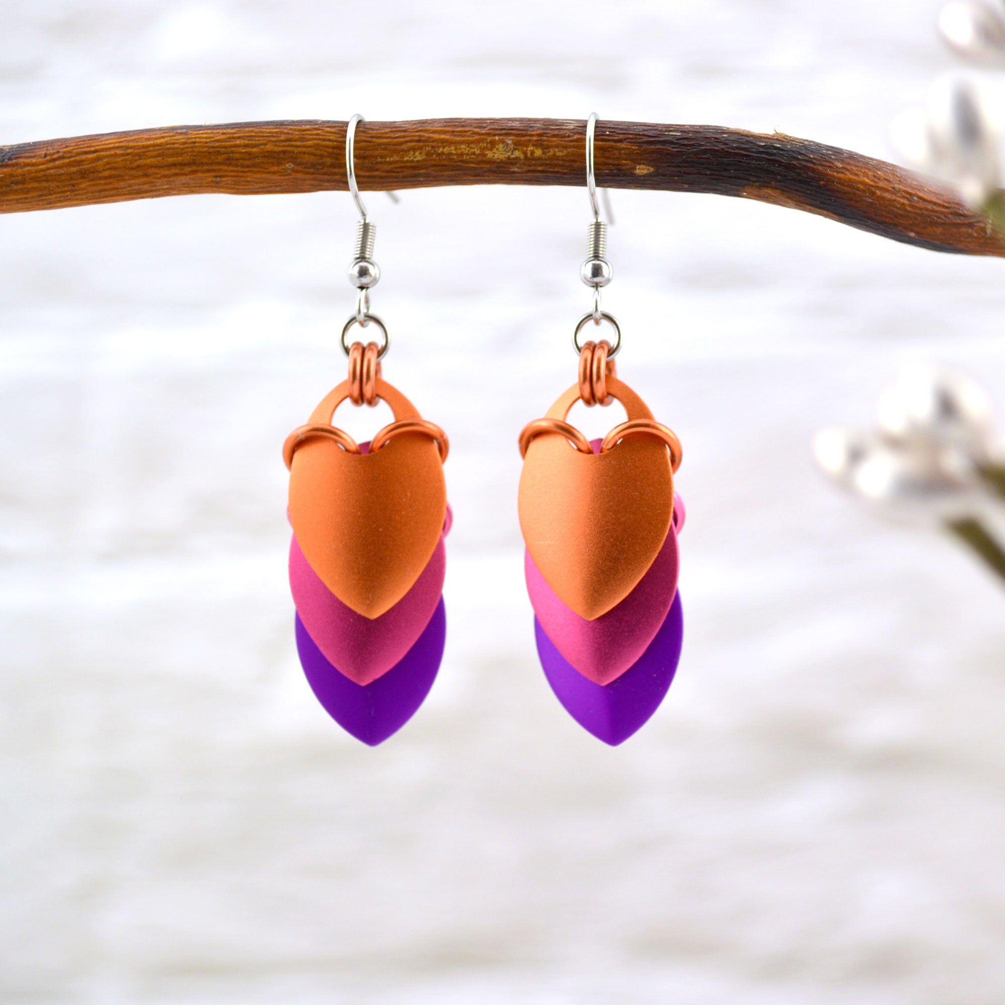 Chevron (Short) Earrings - Pink Sunrise