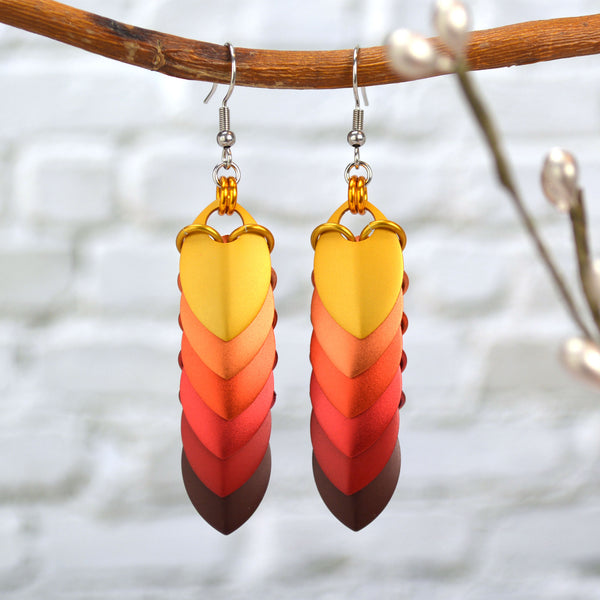 Chevron (Long) Earrings - Autumn Leaves