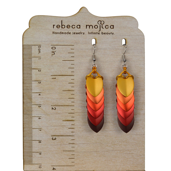 Chevron (Long) Earrings - Autumn Leaves