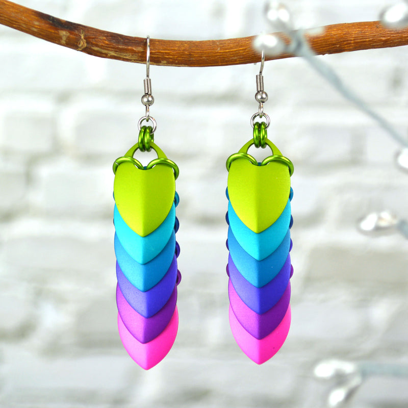 Chevron (Long) Earrings - Electric Rainbow