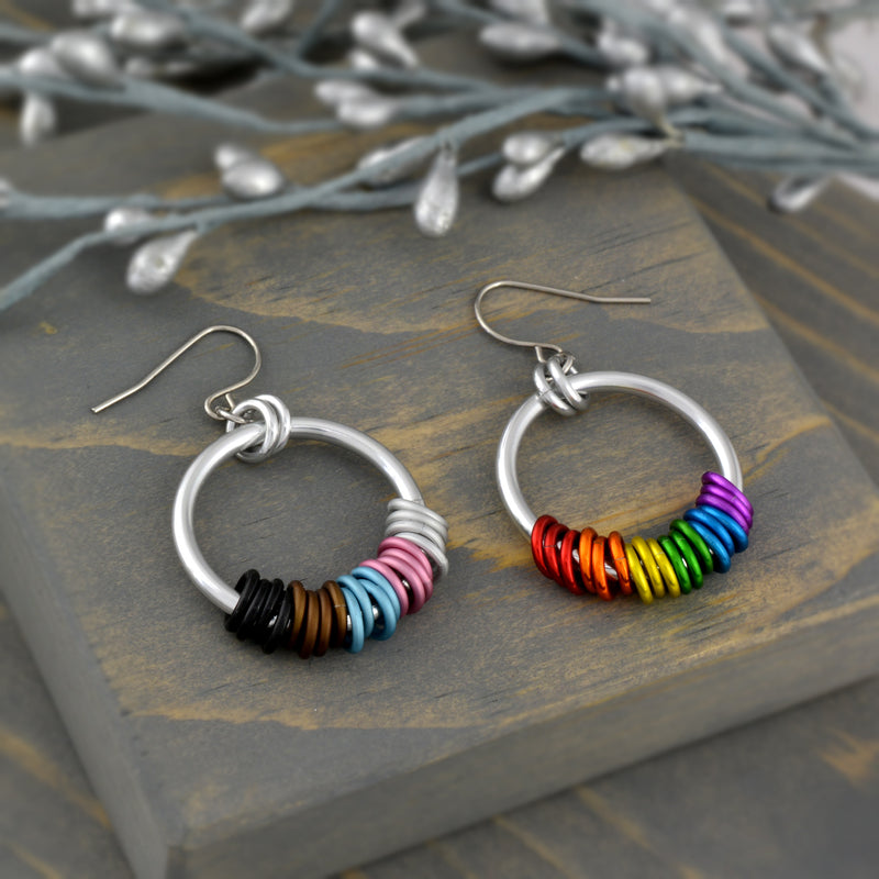Rainbow Progress Pride - Hoop Earring