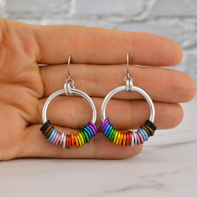 Rainbow Progress Pride - Hoop Earring