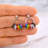Rainbow Progress Pride - Small Hoop Earring on Post