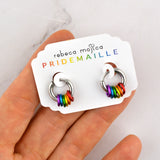 Rainbow Pride Stacked Rings Huggie
