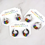 Rainbow Pride Stacked Rings Huggie