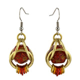 Red Glitter d20 Earring
