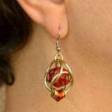 Red Glitter d20 Earring