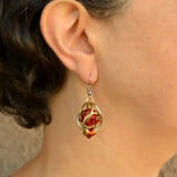 Red Glitter d20 Earring