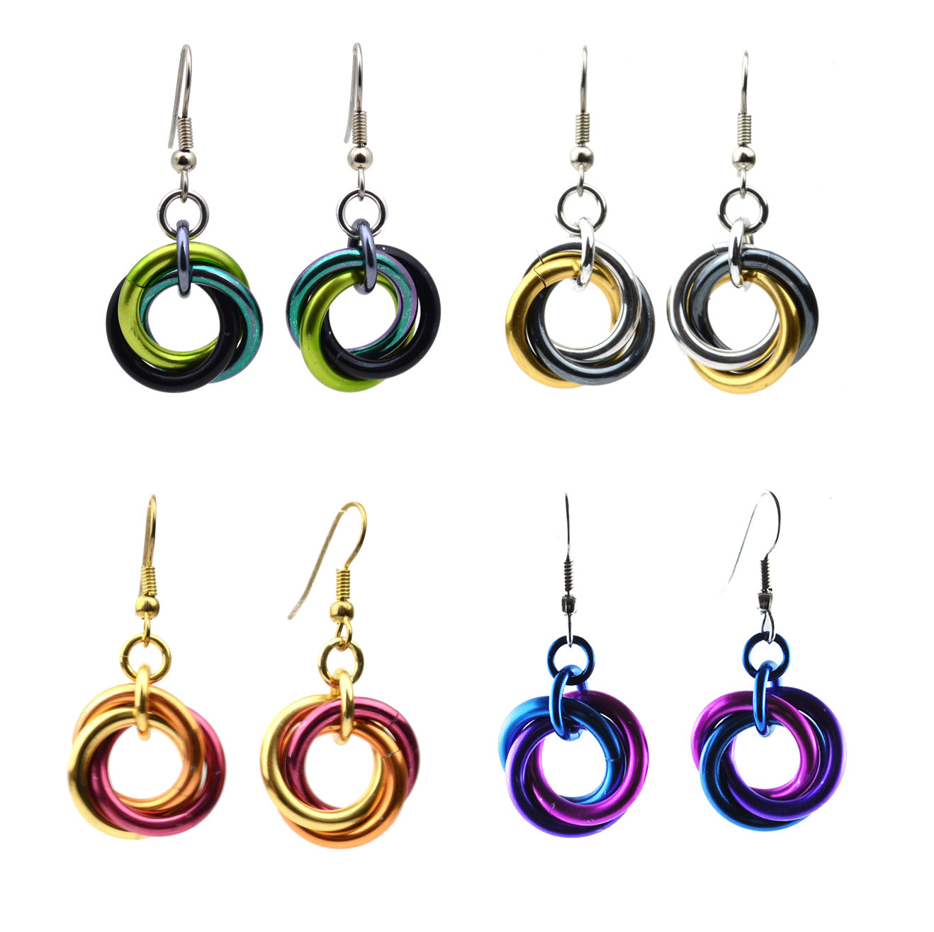 RESERVED: Custom Large Knot Earrings - Black, Silver, Red