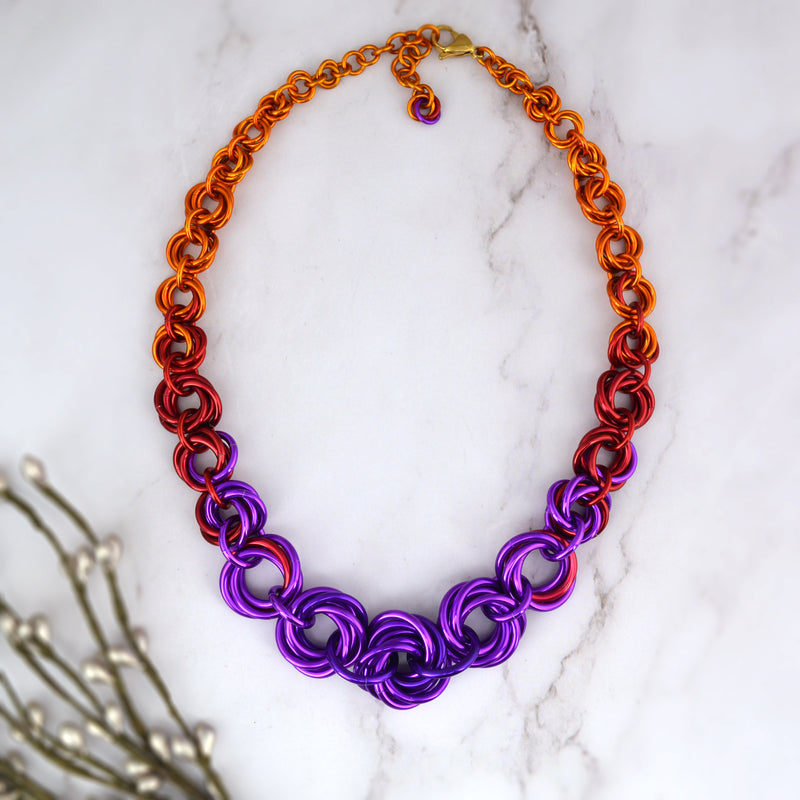 Knotted Graduated Necklace - SUNSET Ombre