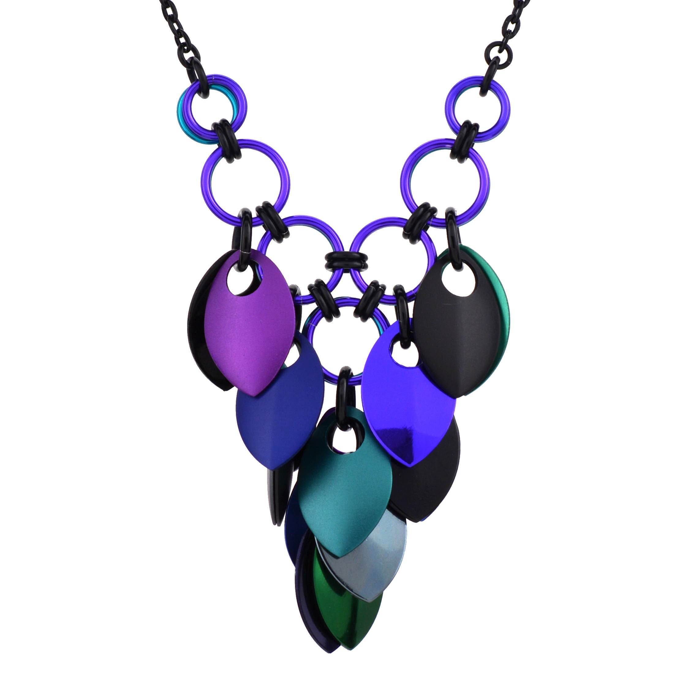 Cascading Leaves V Necklace - Dark Mermaid