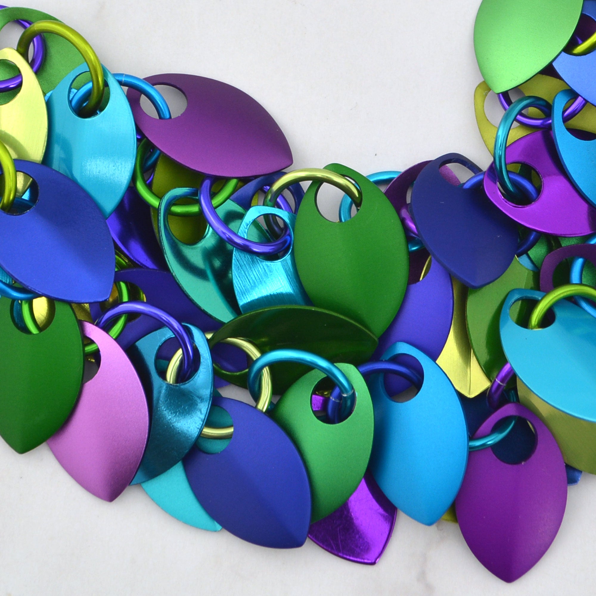 Cascading Leaves Double Strand Necklace - Peacock