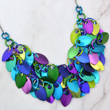 Cascading Leaves Double Strand Necklace - Peacock