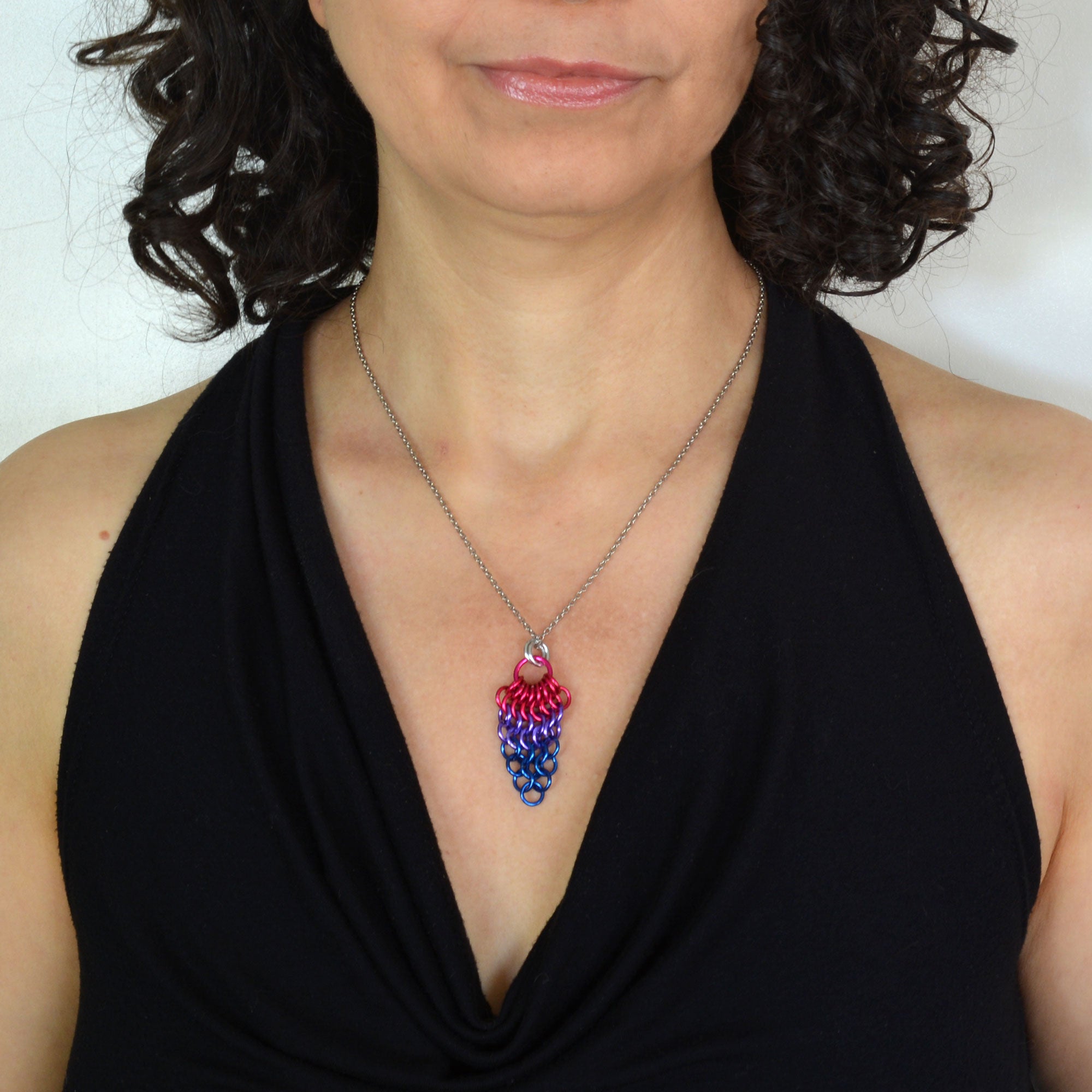 Bisexual Pride Mesh Cluster Pendant