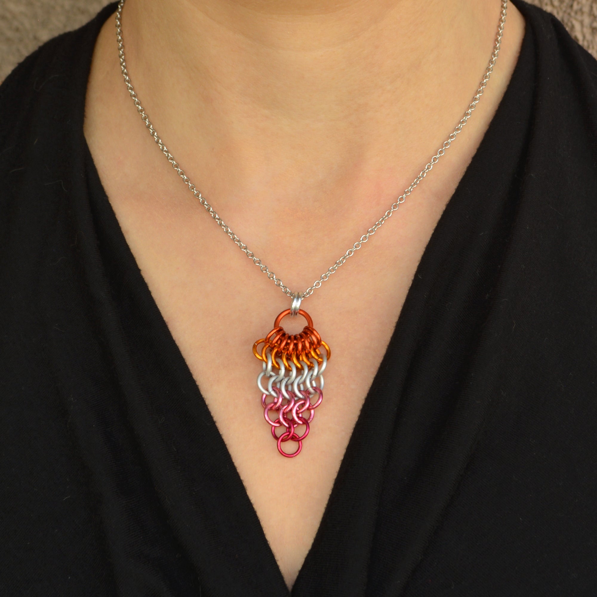 Lesbian Pride Mesh Cluster Pendant