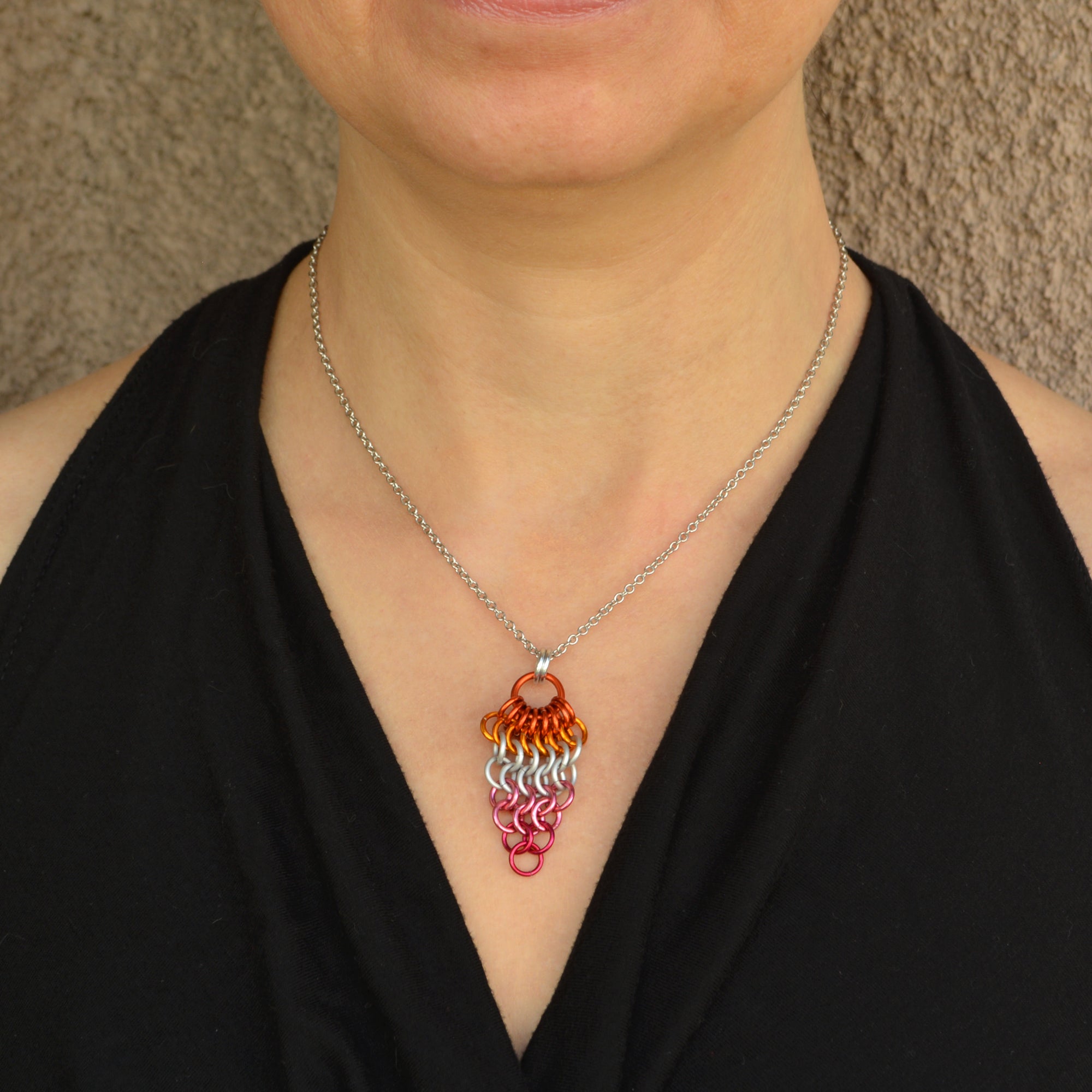 Lesbian Pride Mesh Cluster Pendant