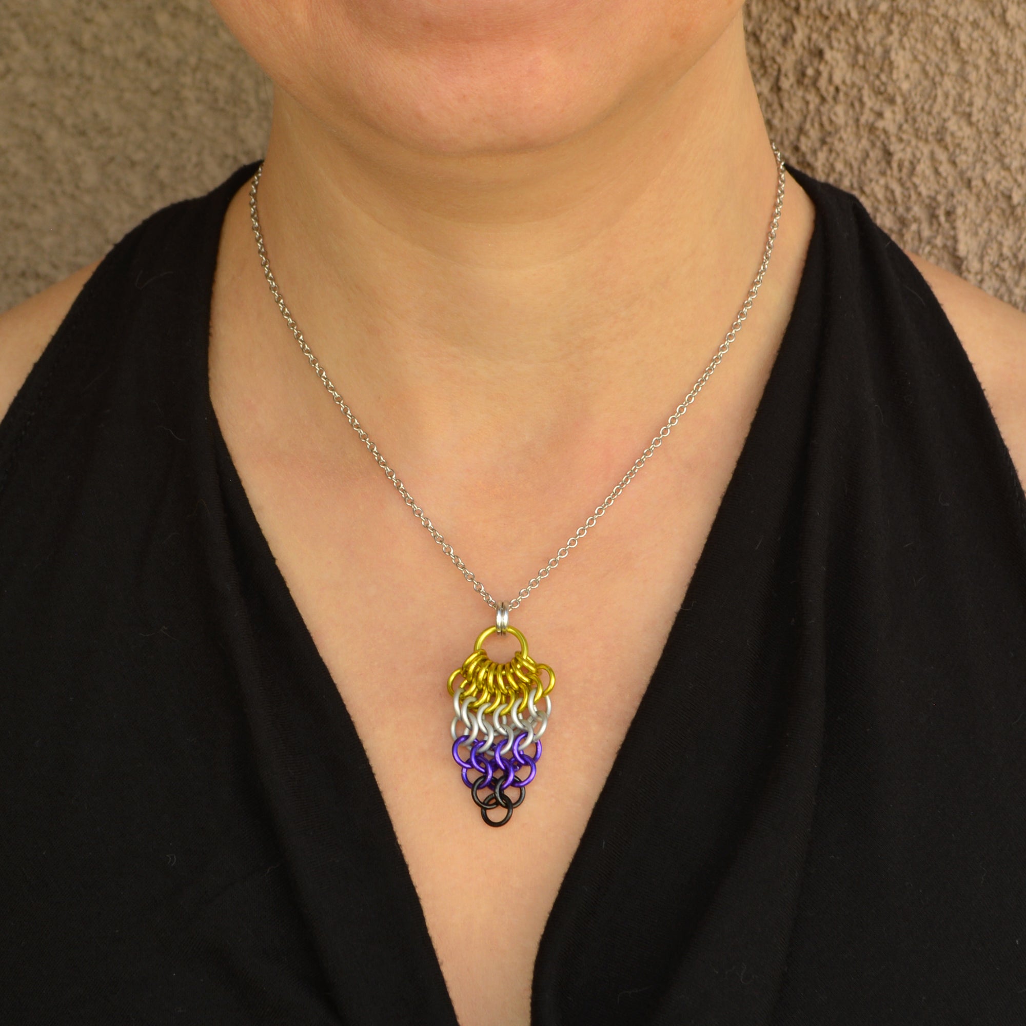 Nonbinary Pride Mesh Cluster Pendant