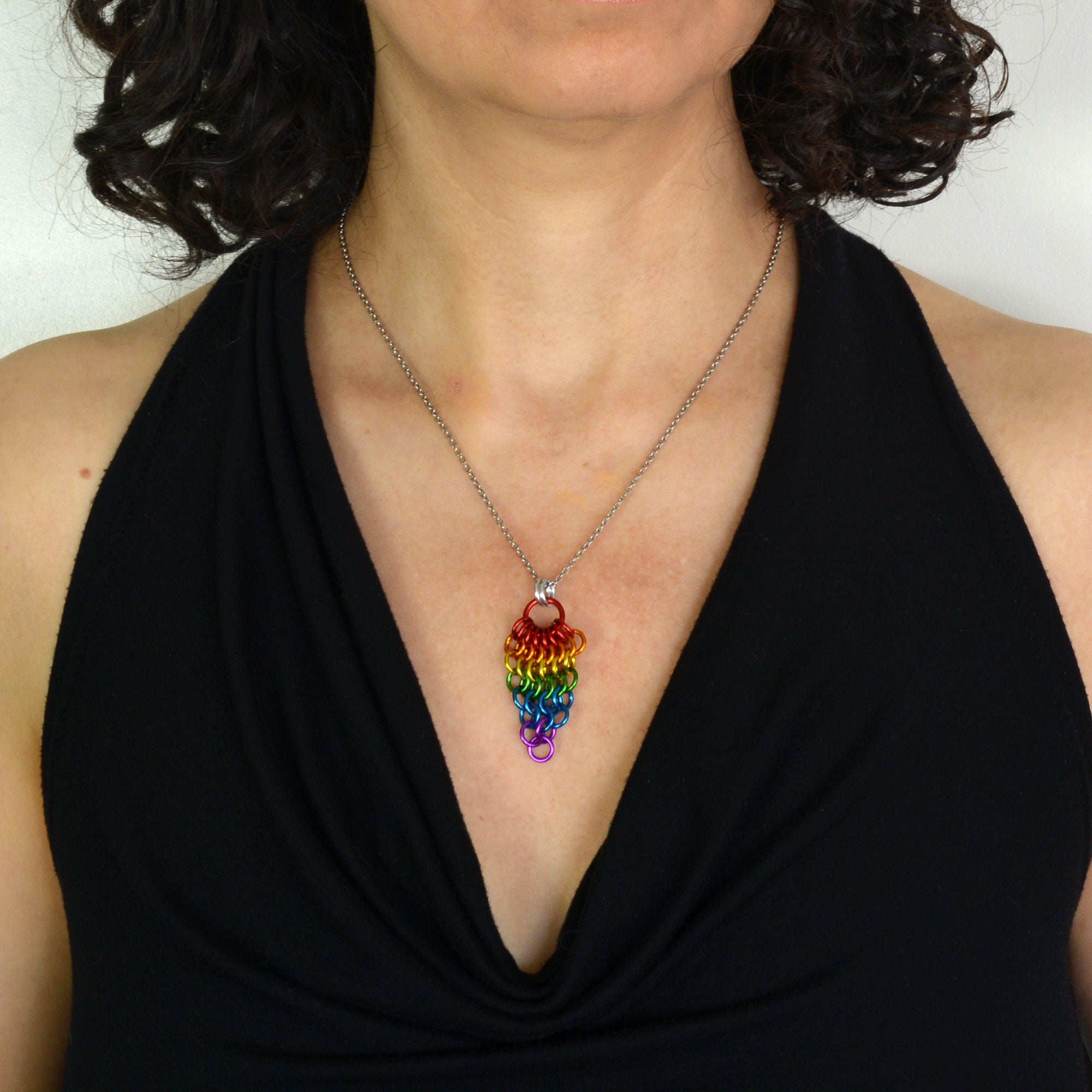 Rainbow Pride Mesh Cluster Pendant