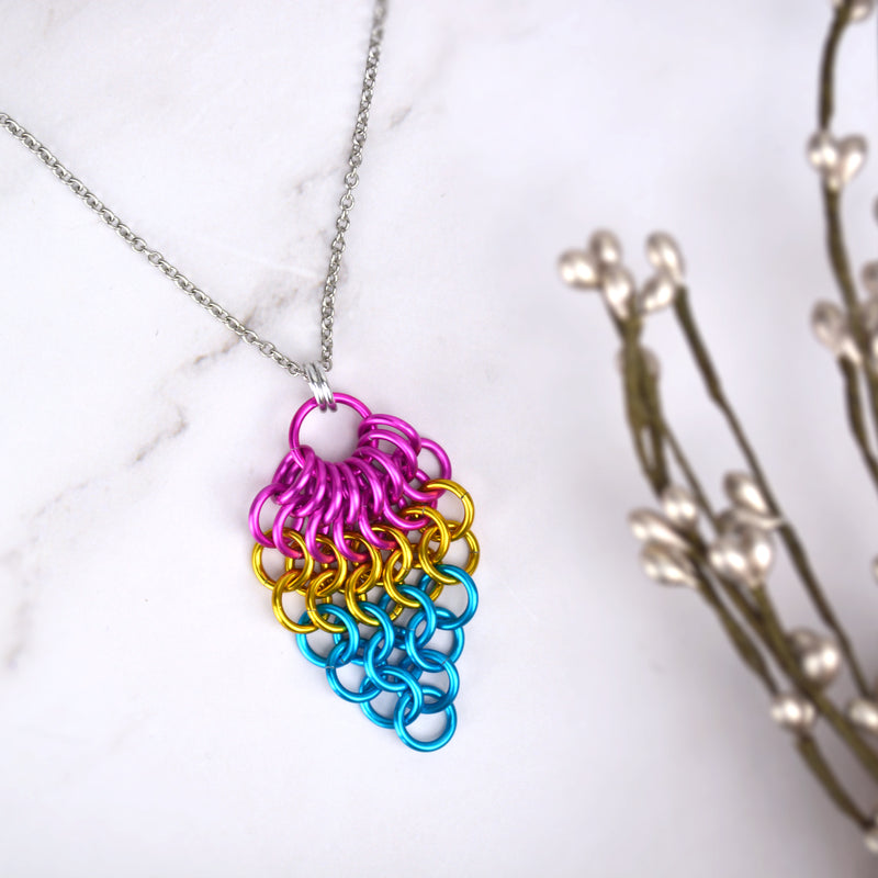 Pansexual Pride Mesh Cluster Pendant