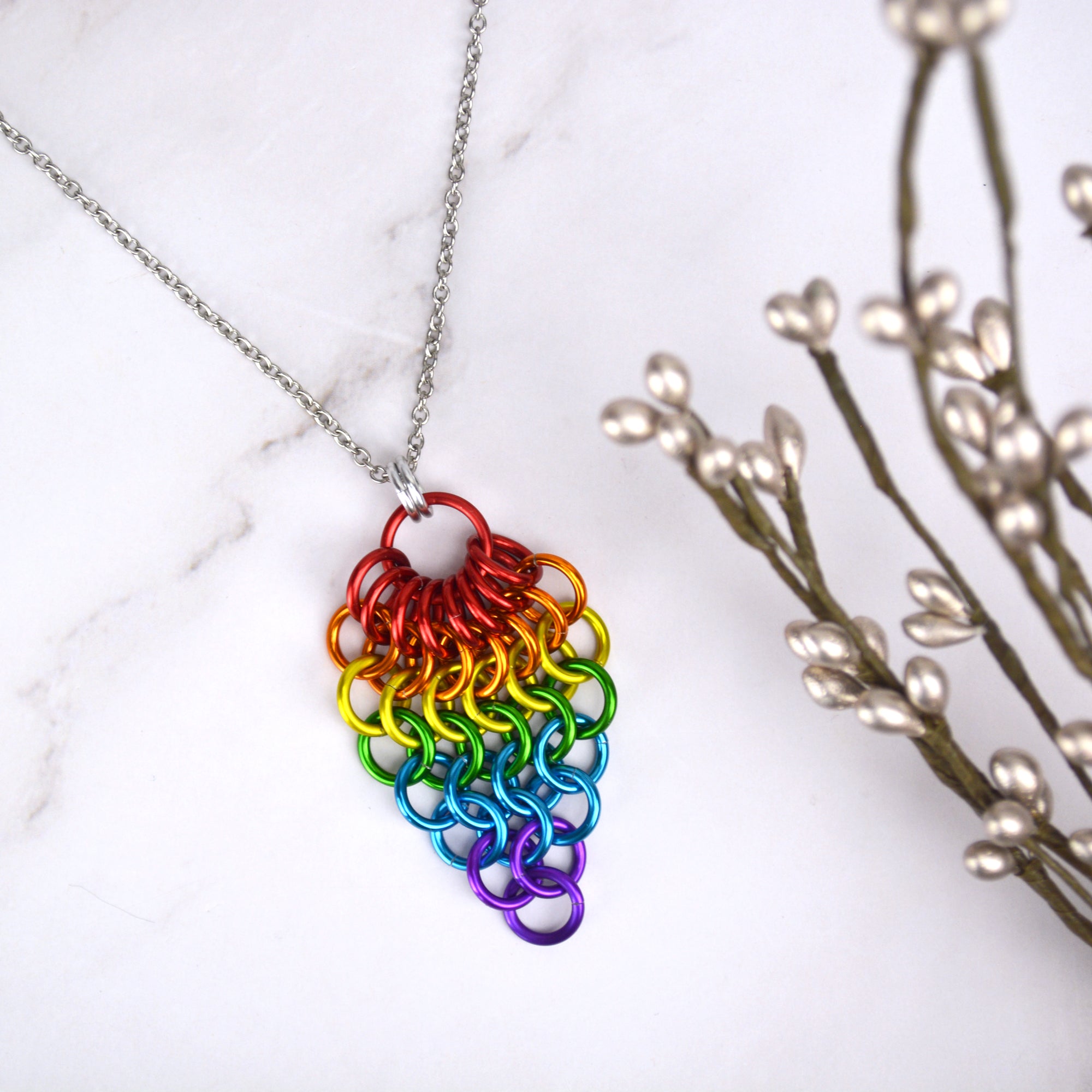 Rainbow Pride Mesh Cluster Pendant